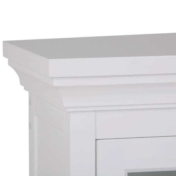 English Elm Avington Two Door Wall Cabinet With Adjustable Shelf & Open Cubbies - Stylish Pure White Storage Solution B136P158503