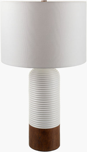 Livabliss Livia Rustic Resin Table Lamp with Dual Linen Shade for Warm Bedroom Ambiance LVA-001