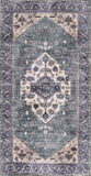 Nourison Brilliance Machine Washable WSB03 Machine Made Power-loomed Ornamental Border Indoor Only Vintage Bohemian Rug Teal Blue, Teal Blue 100% Polyester 99446914255