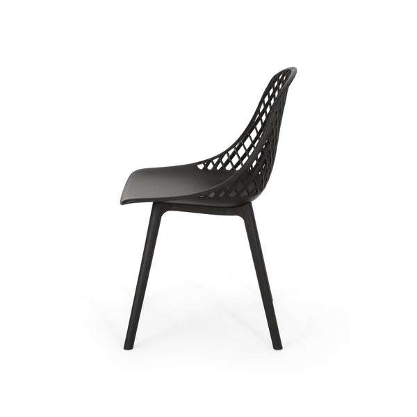 English Elm Christopher Knight Home® - LILY Outdoor Dining Chair with Weather-Resistant Polypropylene, Diamond Mesh Design for Durability Black 27.5 L x 21.2 W x 20.3 H 69070.00