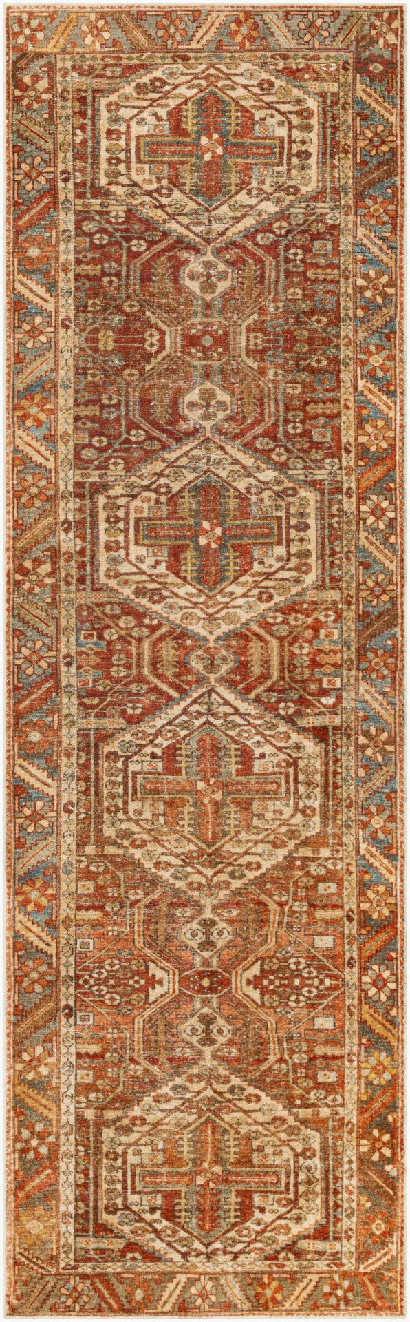 Livabliss Lavable Bohemian Global Machine Woven Polyester Rug for Entryways and High Traffic Areas Rust, Red 2'6" x 8' LVB2300-268