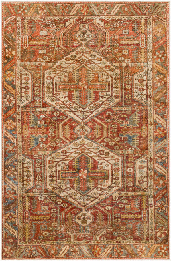 Livabliss Lavable Bohemian Global Machine Woven Polyester Rug for Entryways and High Traffic Areas Rust, Red 2'7" x 4' LVB2300-264