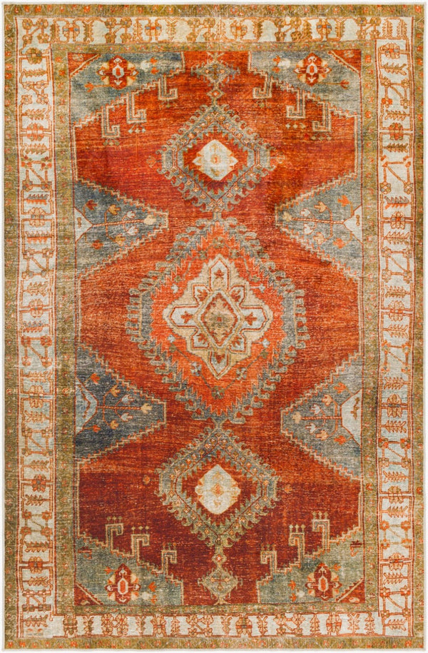Livabliss Lavable Bohemian Geometric Polyester Woven Rug Low Pile Accent for Entryways and Bedside Burnt Orange, O 3'6" x 5'6" LVB2301-3656