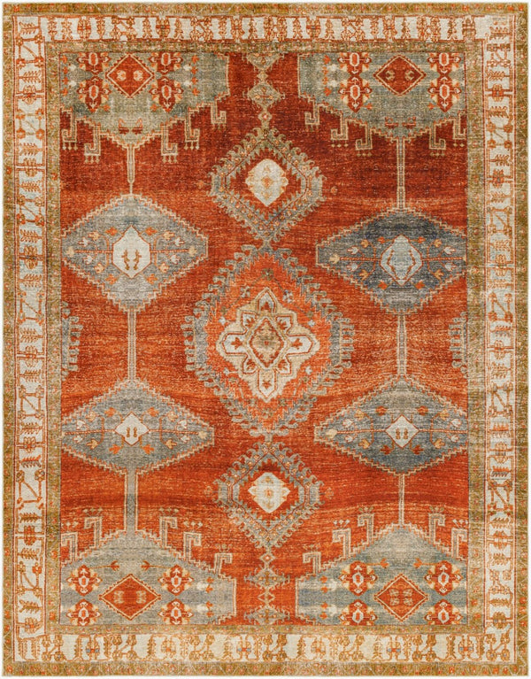 Livabliss Lavable Bohemian Geometric Polyester Woven Rug Low Pile Accent for Entryways and Bedside Burnt Orange, O 7'6" x 9'5" LVB2301-7696