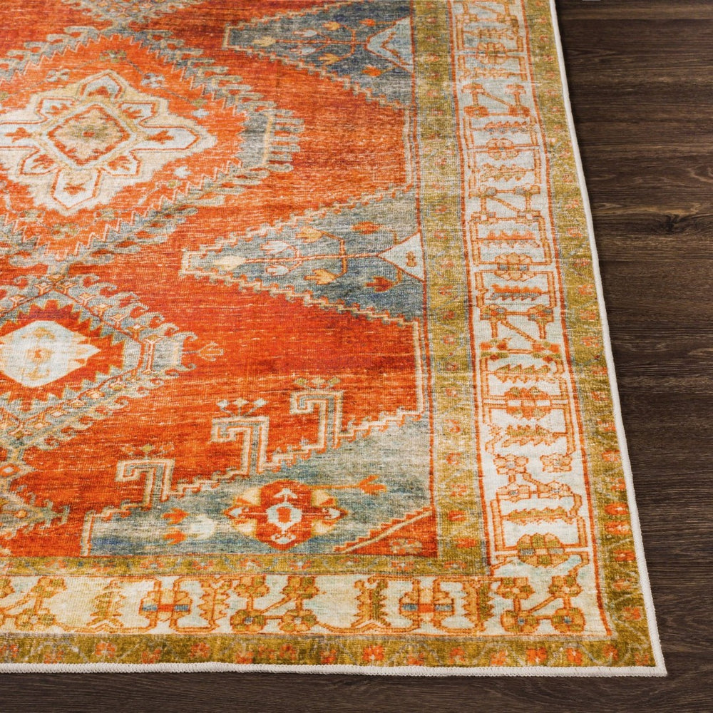Livabliss Lavable Bohemian Geometric Polyester Woven Rug Low Pile Accent for Entryways and Bedside Burnt Orange, O 3'6" x 5'6" LVB2301-3656