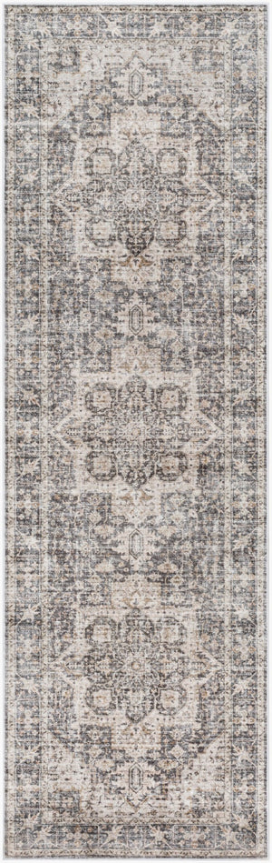 Livabliss Lavable Machine Woven Polyester Rug Traditional Low Pile for Entryways and Bathrooms Gray, Light Bei 2'6" x 8' LVB2308-268