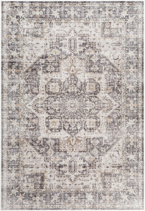 Livabliss Lavable Machine Woven Polyester Rug Traditional Low Pile for Entryways and Bathrooms Gray, Light Bei 2' x 2'11" LVB2308-23