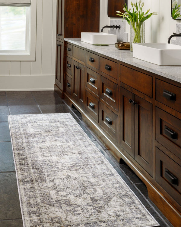 Livabliss Lavable Machine Woven Polyester Rug Traditional Low Pile for Entryways and Bathrooms Gray, Light Bei 2' x 2'11" LVB2308-23