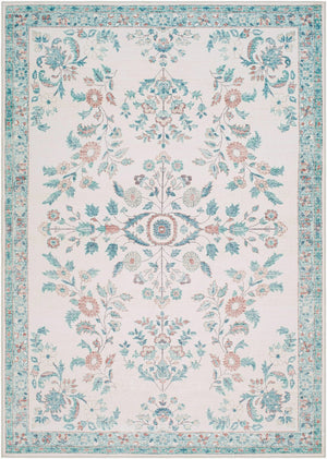 Livabliss Lavable Polyester Machine Woven Low Pile Rug for Entryways and High Traffic Areas Aqua, Coral 2' x 2'11" LVB2310-23