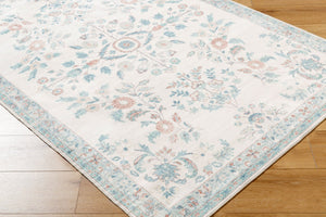Livabliss Lavable Polyester Machine Woven Low Pile Rug for Entryways and High Traffic Areas Aqua, Coral 2' x 2'11" LVB2310-23