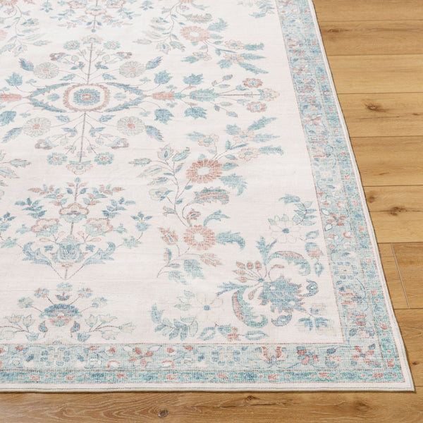 Livabliss Lavable Polyester Machine Woven Low Pile Rug for Entryways and High Traffic Areas Aqua, Coral 2' x 2'11" LVB2310-23