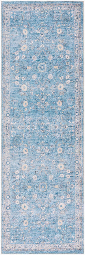 Livabliss Lavable Machine Woven Polyester Area Rug Easy Care Low Pile for Entryways and Kitchens Sky Blue, Ivory 2'6" x 8' LVB2311-268