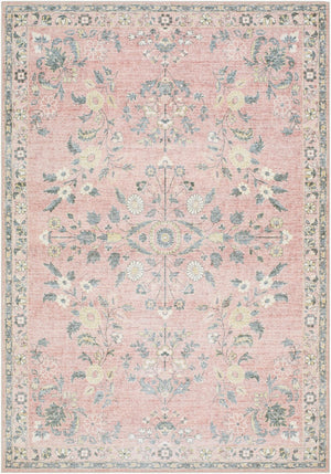 Livabliss Lavable Polyester Machine Woven Low Pile Area Rug for Entryways and High Traffic Spaces Blush, Sage 2' x 2'11" LVB2312-23