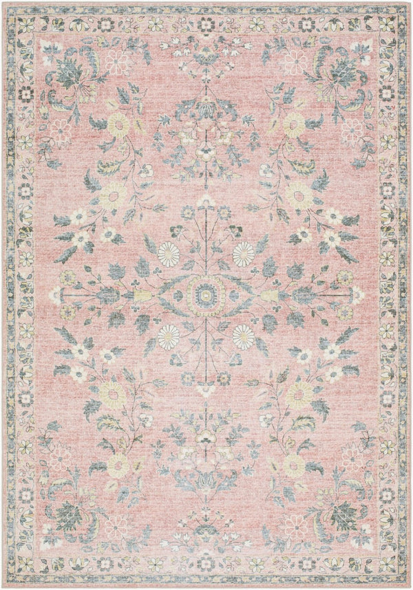 Livabliss Lavable Polyester Machine Woven Low Pile Area Rug for Entryways and High Traffic Spaces Blush, Sage 2' x 2'11" LVB2312-23