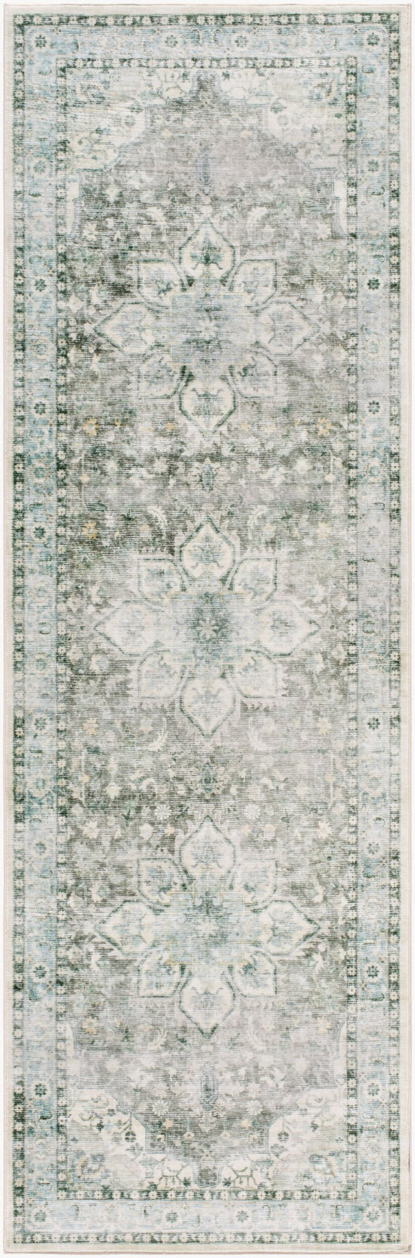 Livabliss Lavable Machine Woven Polyester Area Rug Low Pile Washable for Entryways and Hallways Seafoam, Sage 2'6" x 8' LVB2313-268