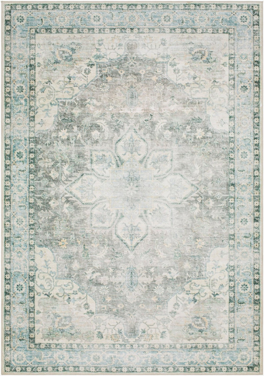Livabliss Lavable Machine Woven Polyester Area Rug Low Pile Washable for Entryways and Hallways Seafoam, Sage 3'6" x 5'6" LVB2313-3656