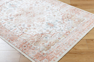 Livabliss Lavable Machine Woven Polyester Area Rug Low Pile Washable Floor Accent for Busy Rooms Coral, Ivory 5'3" x 7'7" LVB2315-576