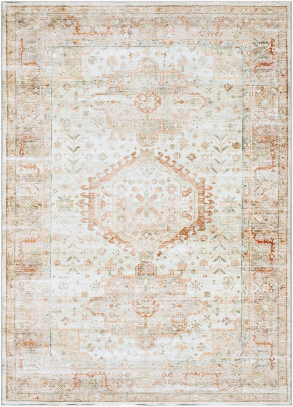 Livabliss Lavable Machine Woven Polyester Rug Low Pile Washable Design for High Traffic Areas Ivory, Sage 2'7" x 4' LVB2319-264