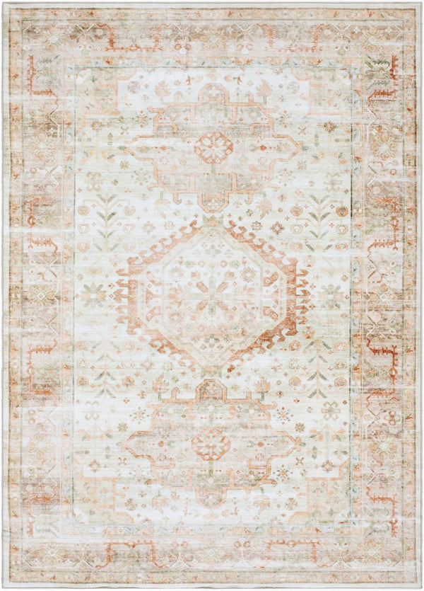 Livabliss Lavable Machine Woven Polyester Rug Low Pile Washable Design for High Traffic Areas Ivory, Sage 2'7" x 4' LVB2319-264