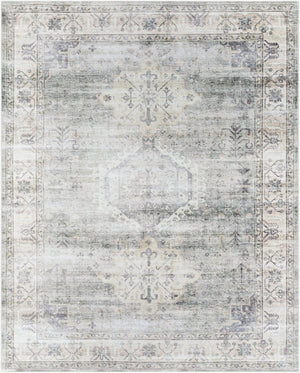 Livabliss Lavable Machine Woven Polyester Runner Rug Low Pile Washable Hallway Entryway Floor Ivory, Charcoal 7'6" x 9'5" LVB2320-7696