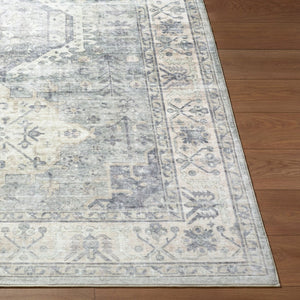 Livabliss Lavable Machine Woven Polyester Runner Rug Low Pile Washable Hallway Entryway Floor Ivory, Charcoal 2'6" x 8' LVB2320-268