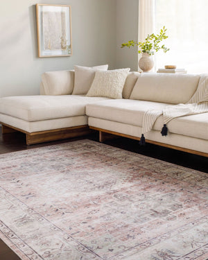 Livabliss Lavable Machine Woven Polyester Runner Rug Low Pile Washable for Hallway or Entryway Ivory, Blush 7'6" x 9'5" LVB2321-7696