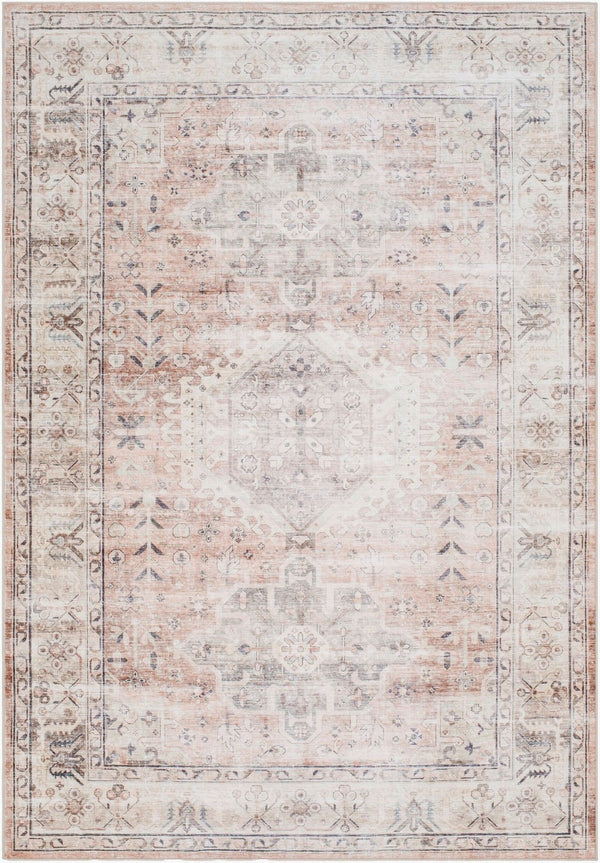 Livabliss Lavable Machine Woven Polyester Runner Rug Low Pile Washable for Hallway or Entryway Ivory, Blush 7'6" x 9'5" LVB2321-7696