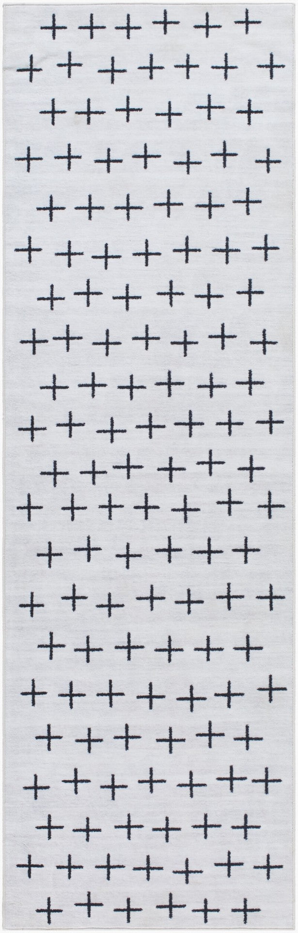 Livabliss Lavable Bold Patterned Polyester Runner Rug for Hallways Entryways and High Traffic Areas Ivory, Charcoal 2'6" x 8' LVB2324-268