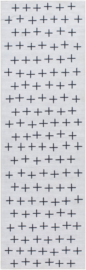 Livabliss Lavable Bold Patterned Polyester Runner Rug for Hallways Entryways and High Traffic Areas Ivory, Charcoal 2'6" x 8' LVB2324-268