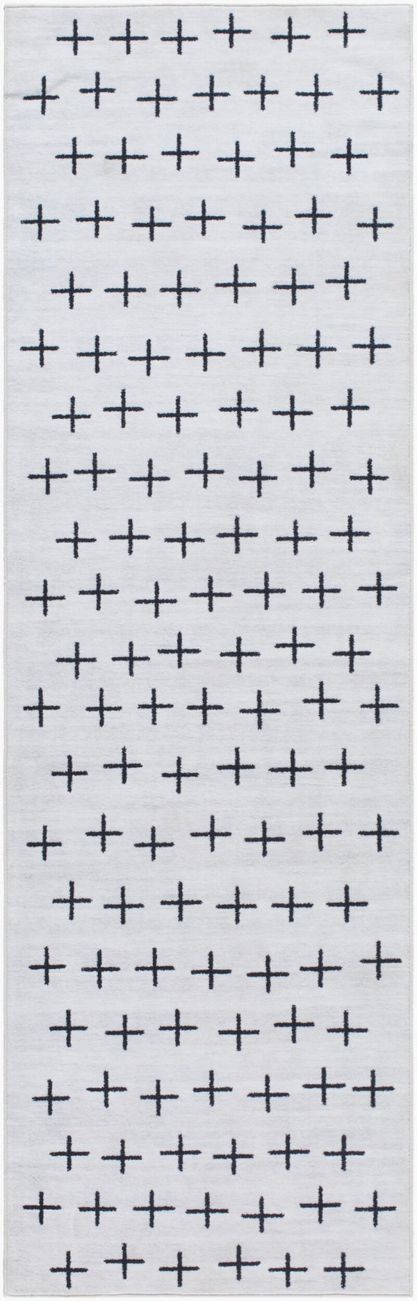 Livabliss Lavable Bold Patterned Polyester Runner Rug for Hallways Entryways and High Traffic Areas Ivory, Charcoal 2'6" x 8' LVB2324-268