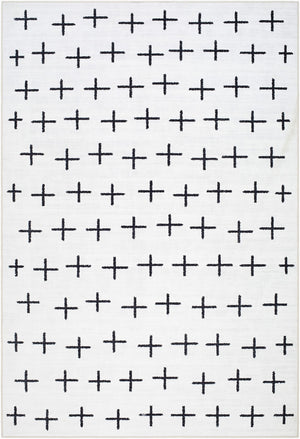 Livabliss Lavable Bold Patterned Polyester Runner Rug for Hallways Entryways and High Traffic Areas Ivory, Charcoal 3'6" x 5'6" LVB2324-3656