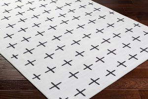 Livabliss Lavable Bold Patterned Polyester Runner Rug for Hallways Entryways and High Traffic Areas Ivory, Charcoal 3'6" x 5'6" LVB2324-3656