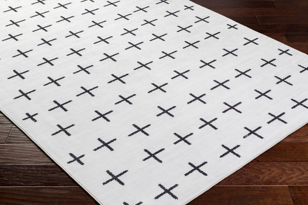 Livabliss Lavable Bold Patterned Polyester Runner Rug for Hallways Entryways and High Traffic Areas Ivory, Charcoal 3'6" x 5'6" LVB2324-3656