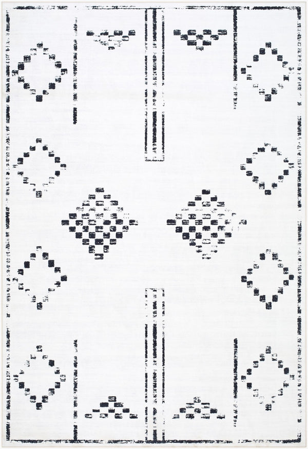 Livabliss Lavable Machine Woven Polyester Accent Rug Low Pile Easy Care for Entryways Ivory, Charcoal 2' x 2'11" LVB2325-23