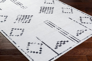 Livabliss Lavable Machine Woven Polyester Accent Rug Low Pile Easy Care for Entryways Ivory, Charcoal 2' x 2'11" LVB2325-23
