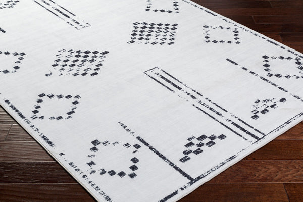 Livabliss Lavable Machine Woven Polyester Accent Rug Low Pile Easy Care for Entryways Ivory, Charcoal 2' x 2'11" LVB2325-23