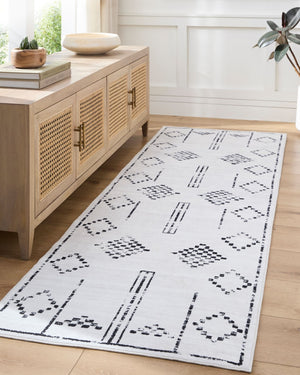 Livabliss Lavable Machine Woven Polyester Accent Rug Low Pile Easy Care for Entryways Ivory, Charcoal 2' x 2'11" LVB2325-23