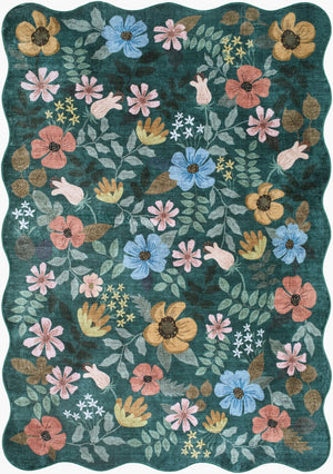 Livabliss Lavable Art Deco Geometric Polyester Rug Machine Washable Low Pile Entryway Accent Teal, Coral 2' x 2'11" LVB2334-23
