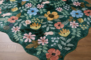 Livabliss Lavable Art Deco Geometric Polyester Rug Machine Washable Low Pile Entryway Accent Teal, Coral 2' x 2'11" LVB2334-23