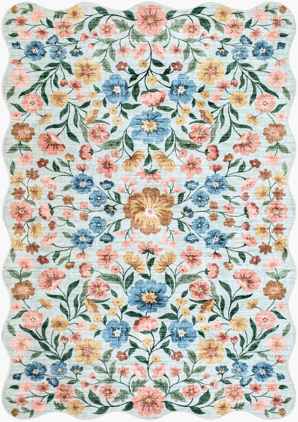 Livabliss Lavable Art Deco Geometric Polyester Area Rug Machine Washable Low Pile Entryway Accent Powder Blue, C 5'3" x 7'7" LVB2335-576