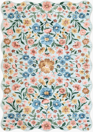 Livabliss Lavable Art Deco Geometric Polyester Area Rug Machine Washable Low Pile Entryway Accent Powder Blue, C 5'3" x 7'7" LVB2335-576