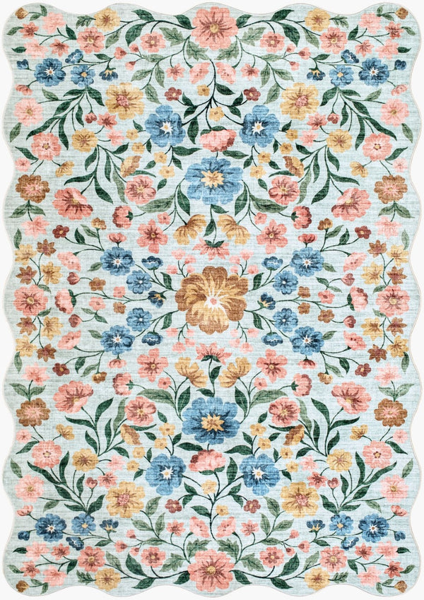 Livabliss Lavable Art Deco Geometric Polyester Area Rug Machine Washable Low Pile Entryway Accent Powder Blue, C 5'3" x 7'7" LVB2335-576