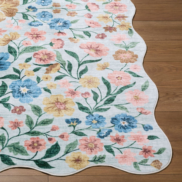 Livabliss Lavable Art Deco Geometric Polyester Area Rug Machine Washable Low Pile Entryway Accent Powder Blue, C 5'3" x 7'7" LVB2335-576
