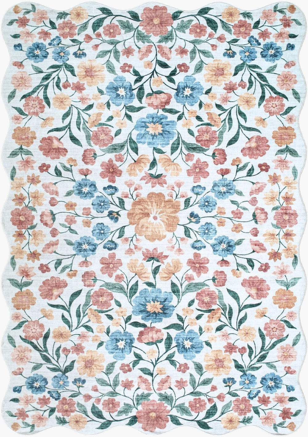 Livabliss Lavable Art Deco Geometric Machine Woven Polyester Rug for Entryway or Bedroom Coral, Sky Blu 2' x 2'11" LVB2336-23