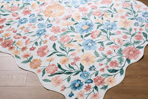 Livabliss Lavable Art Deco Geometric Machine Woven Polyester Rug for Entryway or Bedroom Coral, Sky Blu 2' x 2'11" LVB2336-23