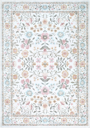 Livabliss Lavable Art Deco Geometric Polyester Rug Machine Washable Low Pile Entryway Accent Powder Blue, Bl 5'3" x 7'7" LVB2337-576
