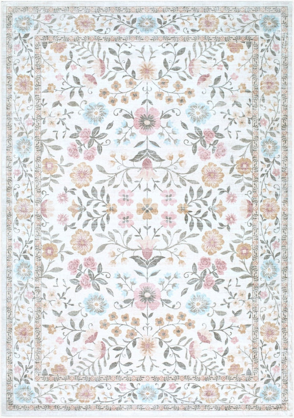 Livabliss Lavable Art Deco Geometric Polyester Rug Machine Washable Low Pile Entryway Accent Powder Blue, Bl 5'3" x 7'7" LVB2337-576