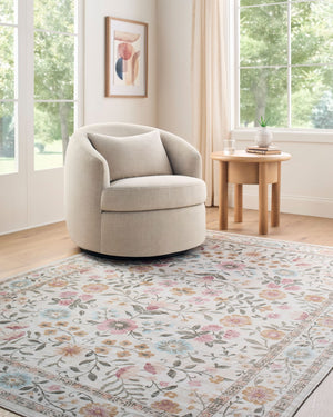 Livabliss Lavable Art Deco Geometric Polyester Rug Machine Washable Low Pile Entryway Accent Powder Blue, Bl 5'3" x 7'7" LVB2337-576