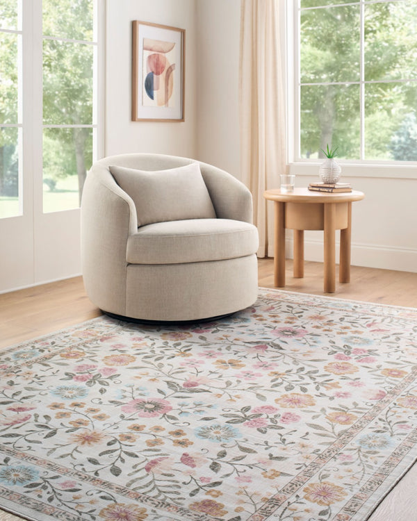 Livabliss Lavable Art Deco Geometric Polyester Rug Machine Washable Low Pile Entryway Accent Powder Blue, Bl 5'3" x 7'7" LVB2337-576