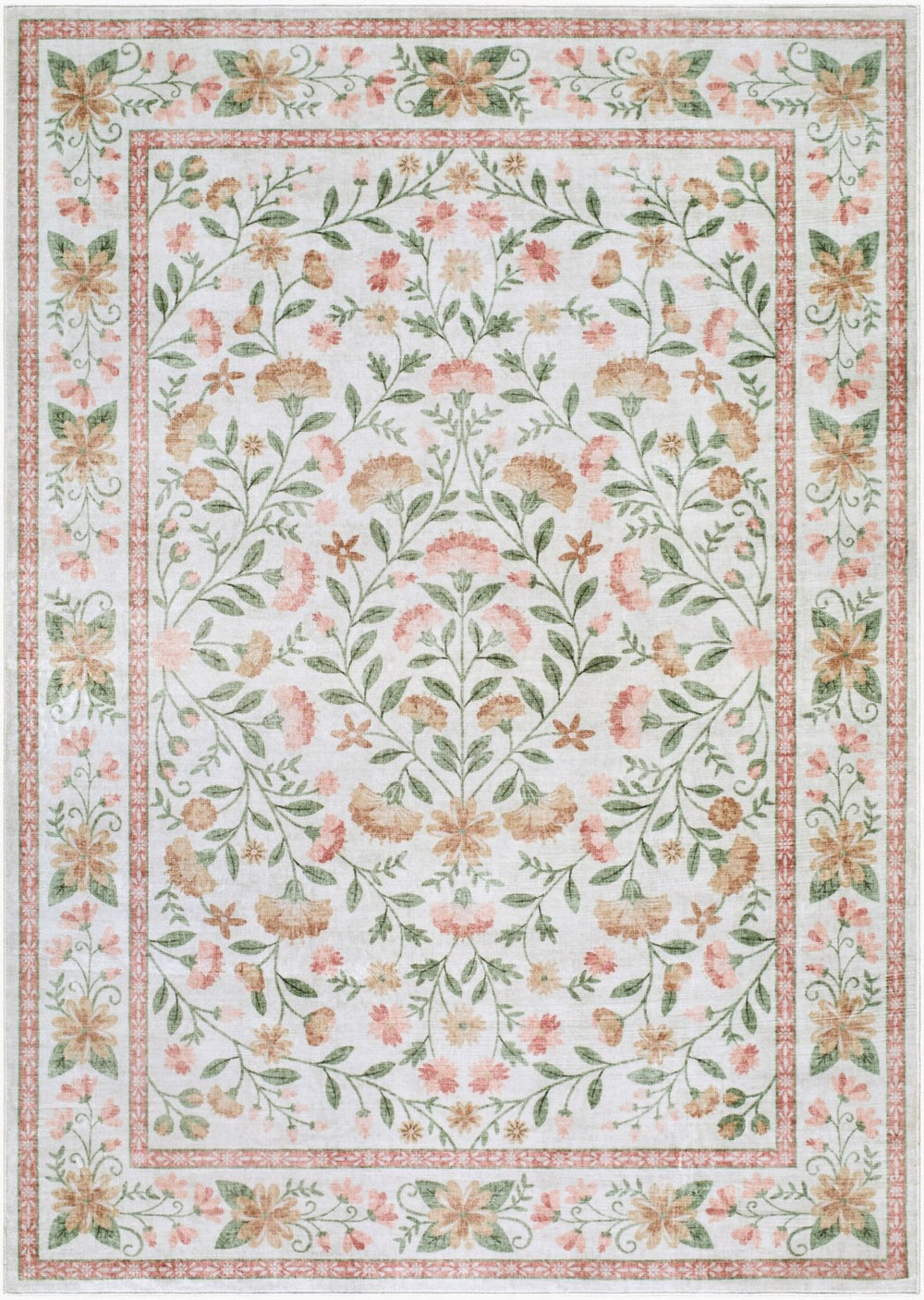 Livabliss Lavable Art Deco Machine Woven Polyester Rug for Entryways and High Traffic Zones Rose, Sage 2'7" x 4' LVB2338-264